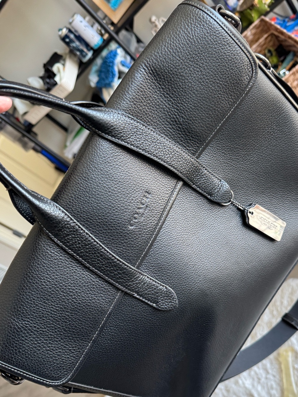 Coach Black Leather portfolio Briefcase with Detachable Strap - Picture 9 of 10